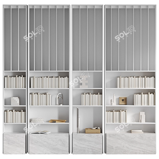 Modular White Display Shelf 3D model image 7