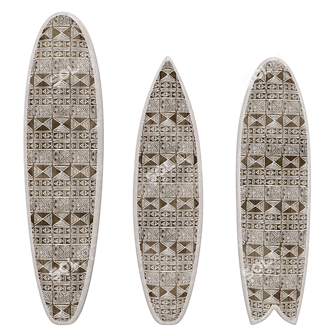 Textured Mud Cloth Surfboard Art 3D model image 1