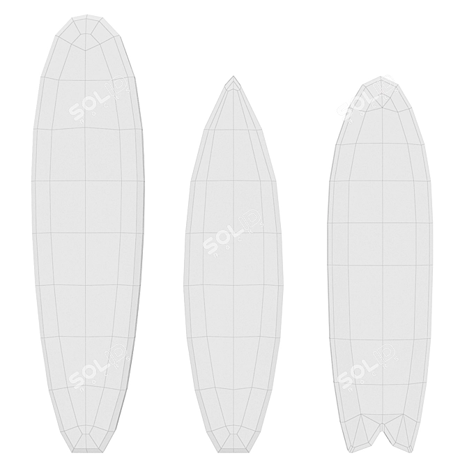 Textured Mud Cloth Surfboard Art 3D model image 2