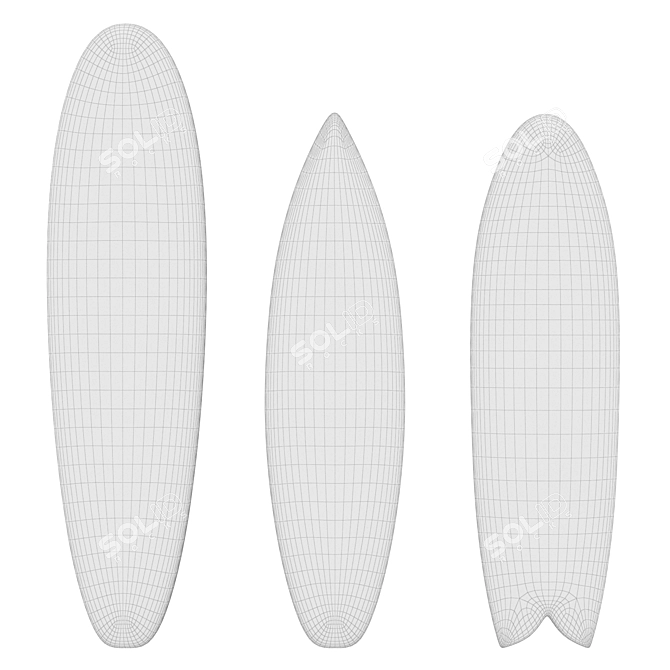 Textured Mud Cloth Surfboard Art 3D model image 3