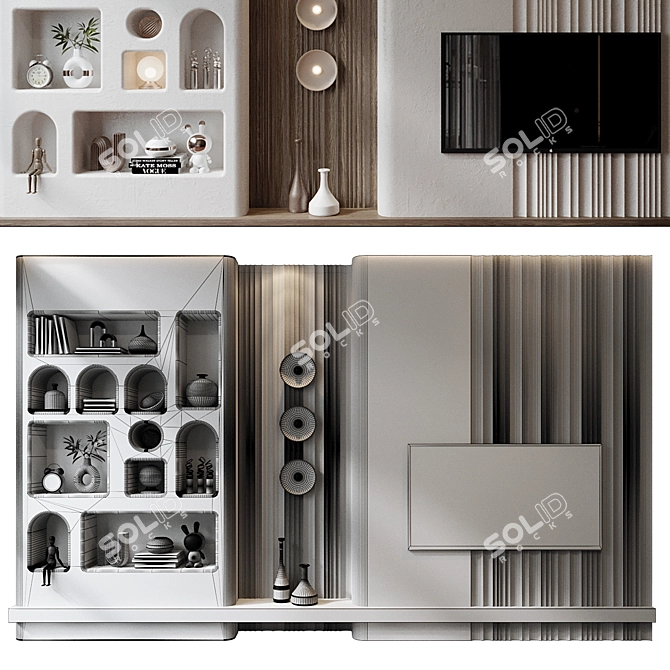 Modern TV Wall Shelf 0651 3D model image 2