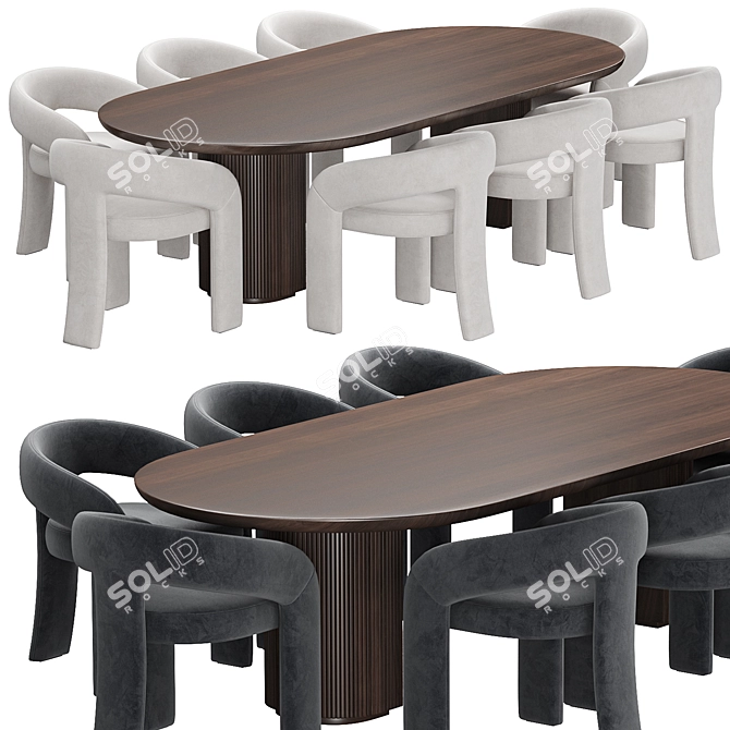 Modern Anise Dining Set Moon 3D model image 1