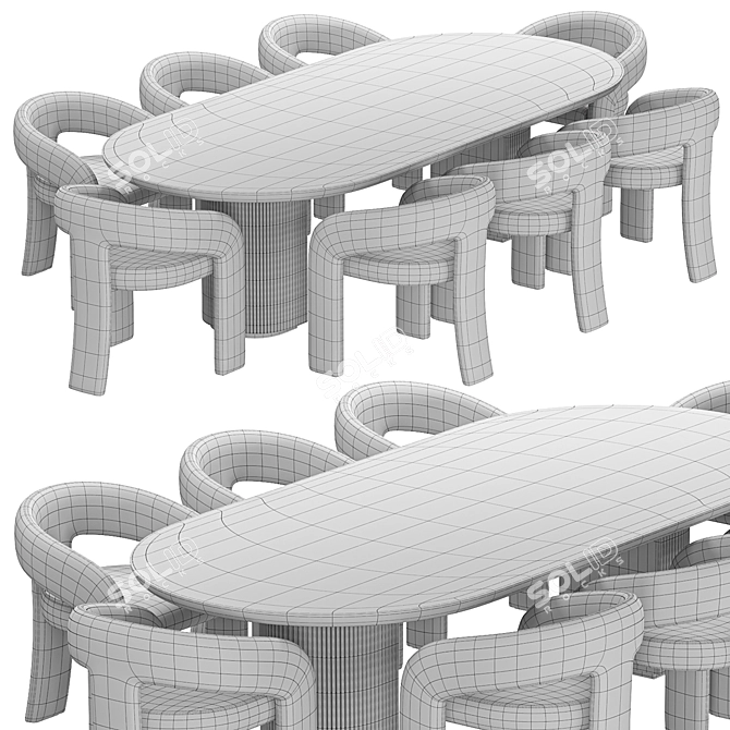 Modern Anise Dining Set Moon 3D model image 4