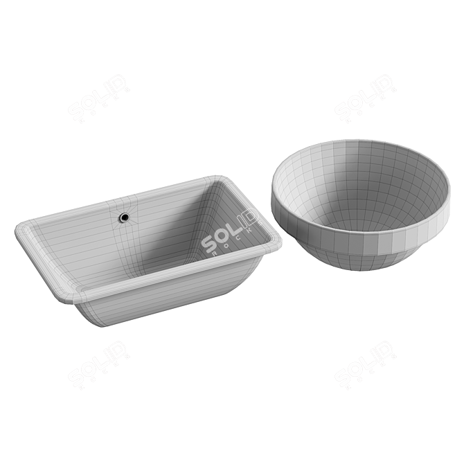 Compact Elegance Basin Sets 3D model image 3