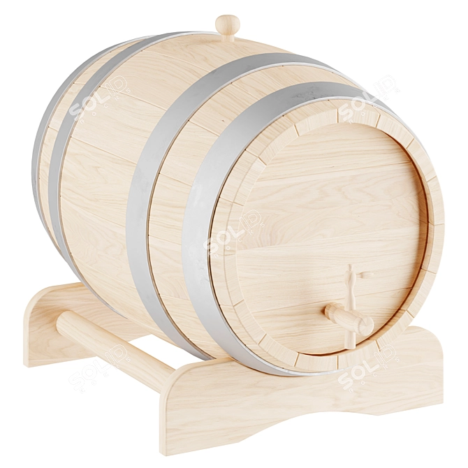 Wine Barrel in Wood 3D model image 2