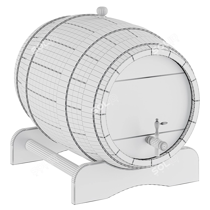 Wine Barrel in Wood 3D model image 4