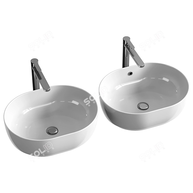 Elegant Pearl Basin with Overflow 3D model image 2