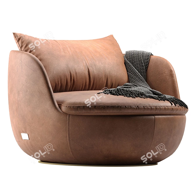 Bart Swivel Lounge Chair Dimensions 3D model image 2