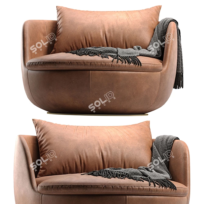 Bart Swivel Lounge Chair Dimensions 3D model image 3