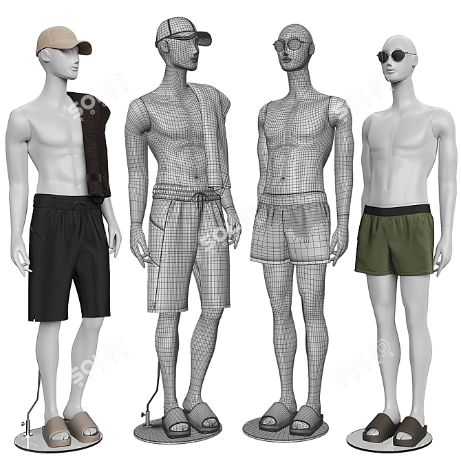 Beachwear Mannequins with Accessories 3D model image 2