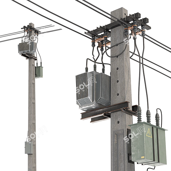 Electric Pole 3D Model Obj 3D model image 1