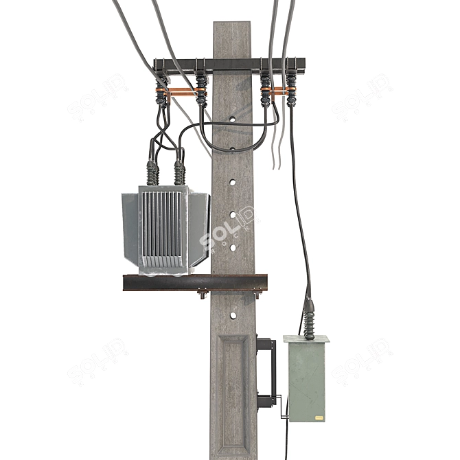 Electric Pole 3D Model Obj 3D model image 2