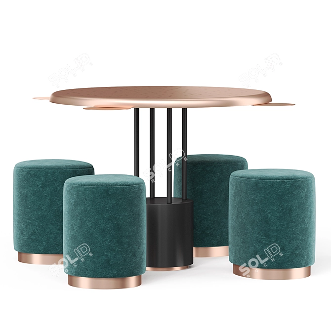 Burraco Puf Table Set 3D model image 2