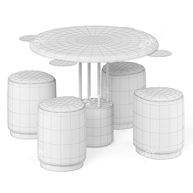 Burraco Puf Table Set 3D model image 4