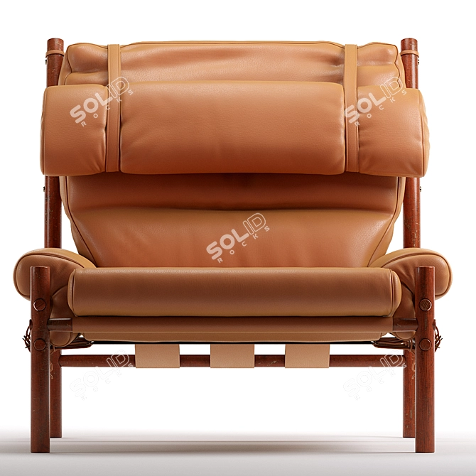 Scandi Modern Leather Lounge Chair 3D model image 2