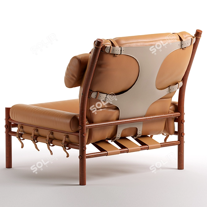 Scandi Modern Leather Lounge Chair 3D model image 3