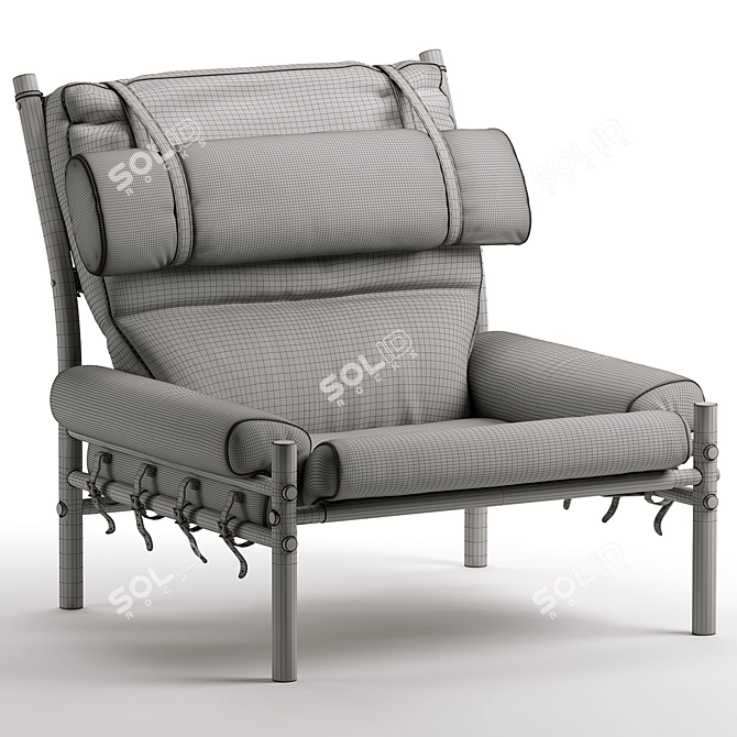 Scandi Modern Leather Lounge Chair 3D model image 7