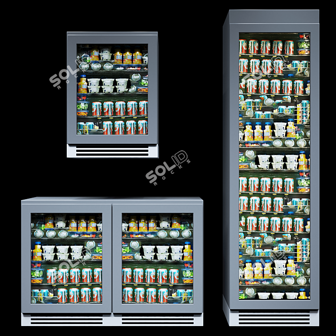 Versatile Fridge Models Trio 3D model image 1