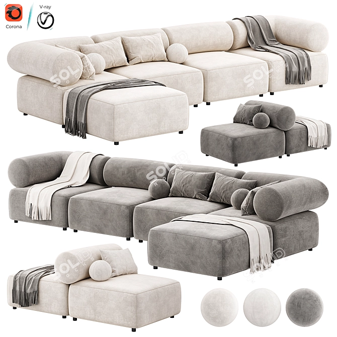 Stylish OFFO Modular Sofa Design 3D model image 3