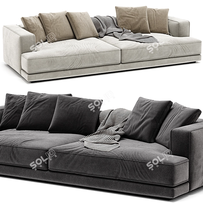 Luxury AUGUSTO Fabric Sofa 4-Seater 3D model image 1