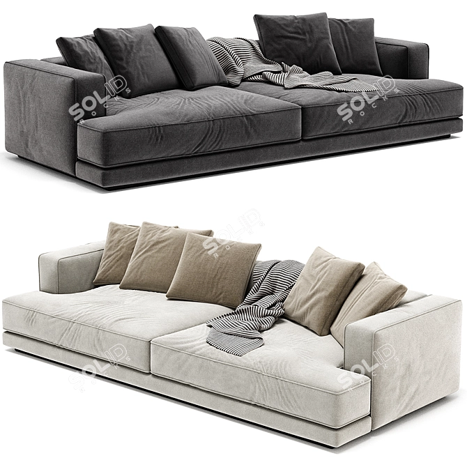 Luxury AUGUSTO Fabric Sofa 4-Seater 3D model image 2