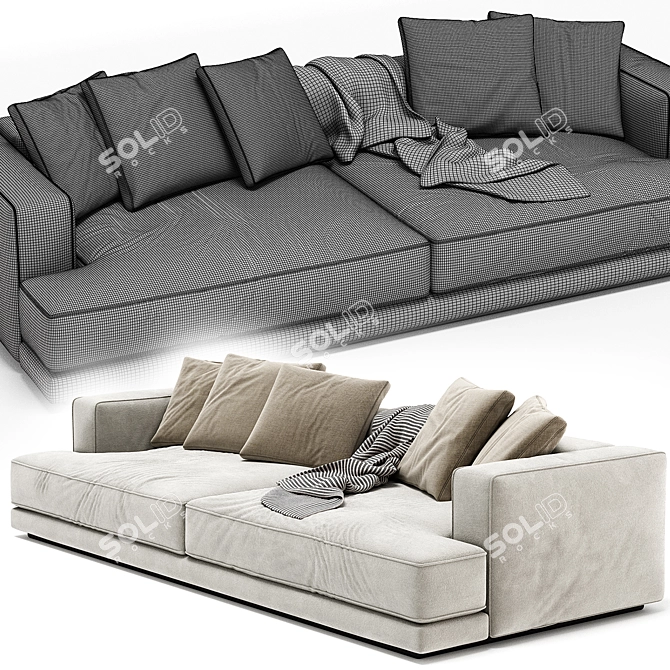 Luxury AUGUSTO Fabric Sofa 4-Seater 3D model image 4