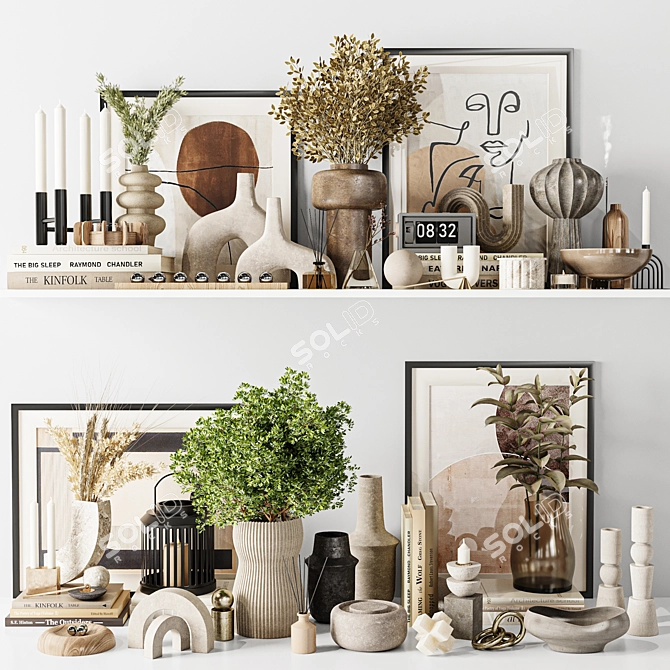 Elegant Interior Decoration Set 3D model image 1