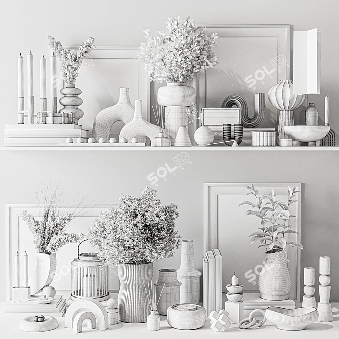 Elegant Interior Decoration Set 3D model image 5