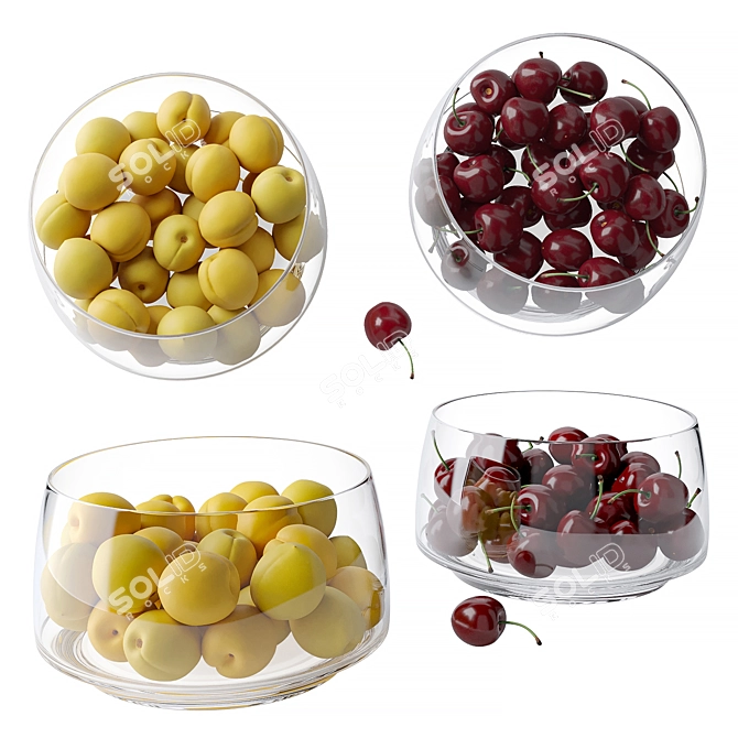 Crystal Clear Glass Fruit Bowl 3D model image 1