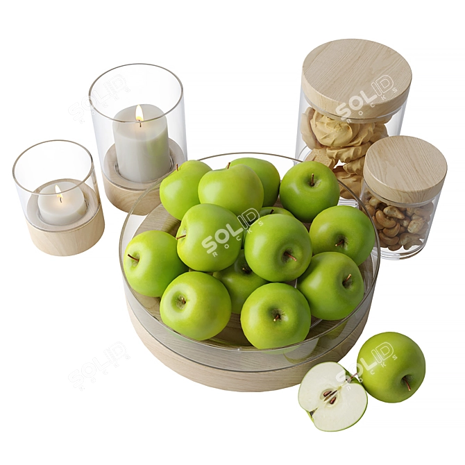 Handmade Glass Bowl with Ash Base 3D model image 1