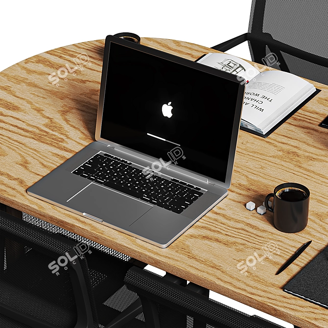 Sleek Modern Wooden Dining Table 3D model image 3