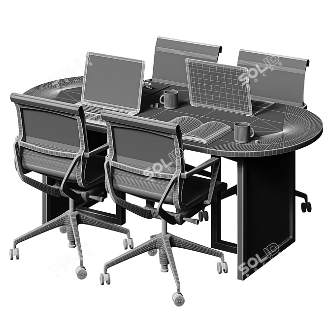 Sleek Modern Wooden Dining Table 3D model image 5