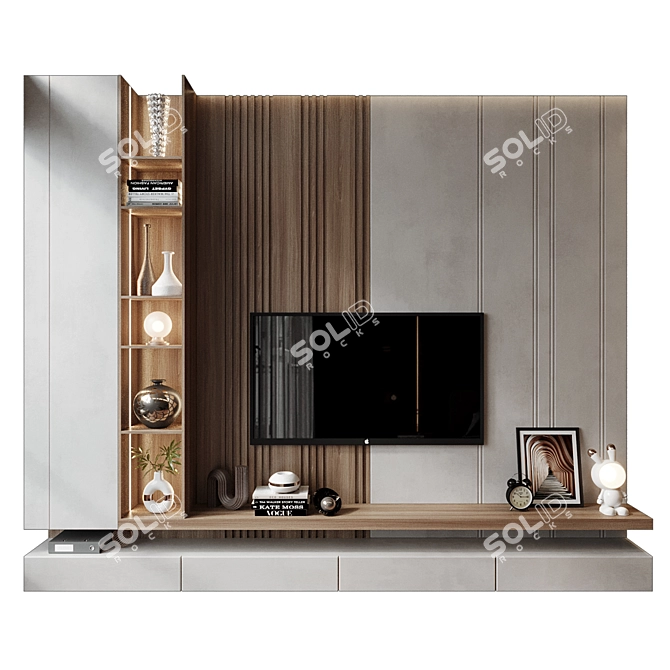 Modern TV Wall Decor Shelf 3D model image 1