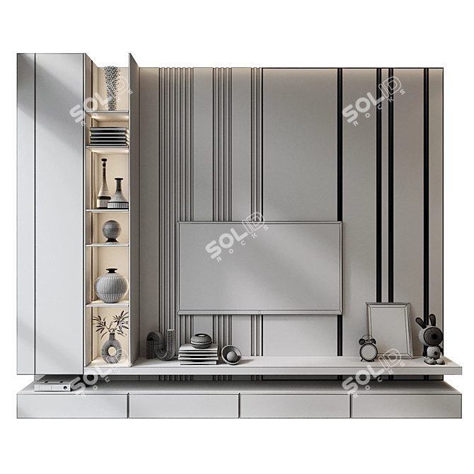 Modern TV Wall Decor Shelf 3D model image 2