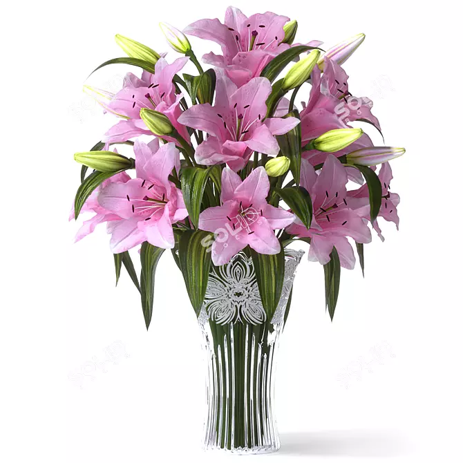 Elegant Lilium Flowers Set Available 3D model image 3