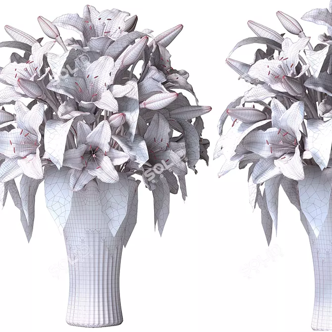 Elegant Lilium Flowers Set Available 3D model image 4