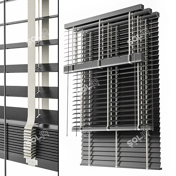 Natural Wood Blinds Set 09 3D model image 1