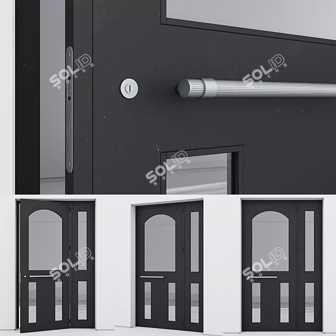 Sleek Aluminium Door Design 3D model image 3
