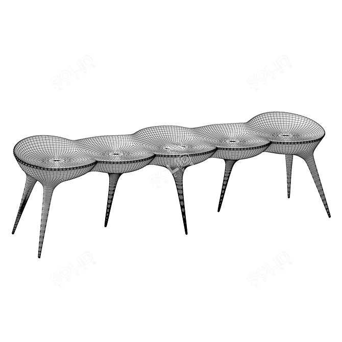 Modern Bronze Molecule Bench Furniture 3D model image 3