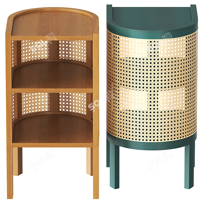 Rattan Bedside Table Render 3D model image 2