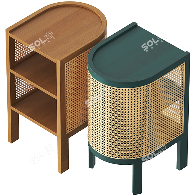 Rattan Bedside Table Render 3D model image 3