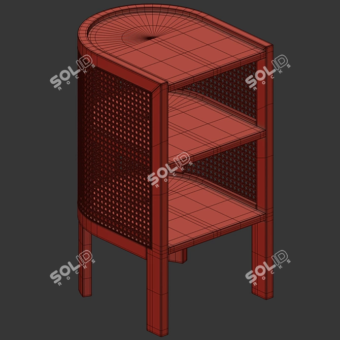 Rattan Bedside Table Render 3D model image 4