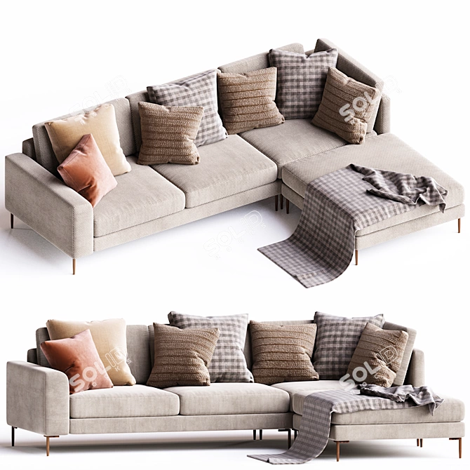 Elegant Corona Collection Sofa 3D model image 1