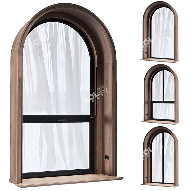 Modern Arch Windows - 3D Assets 3D model image 1