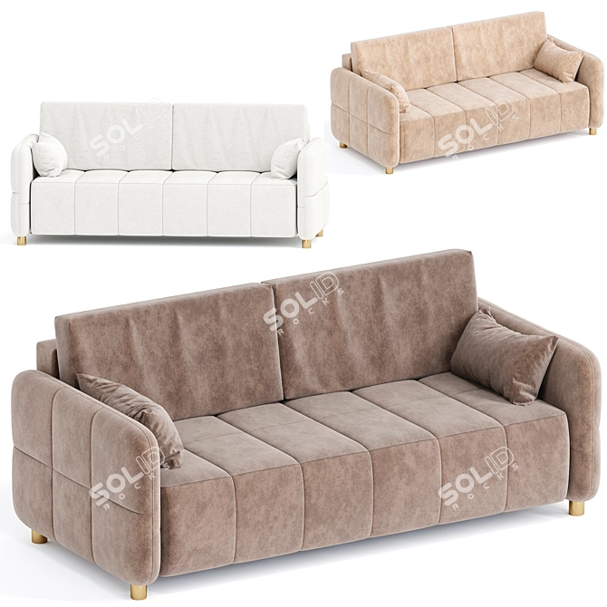 Brent Velvet Stone Sofa 3D model image 1