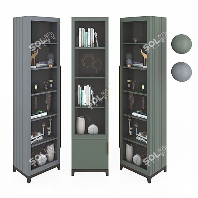 Urban Glass-Front Display Cabinet 3D model image 1