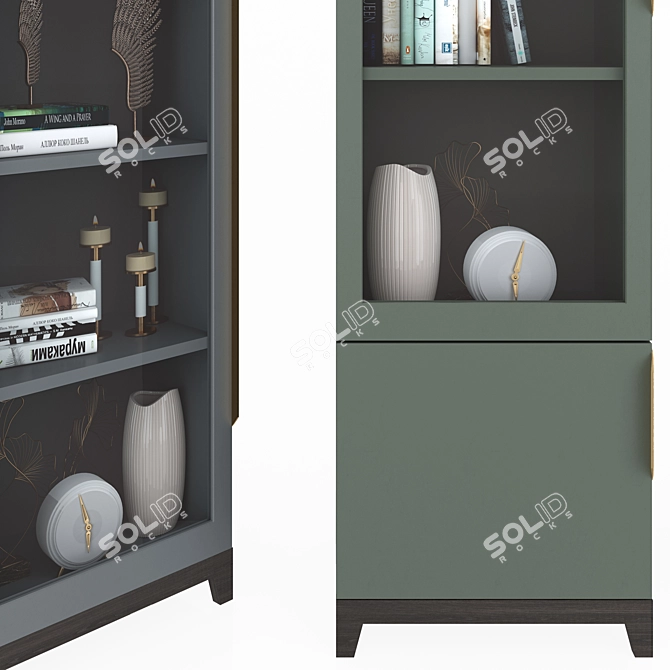 Urban Glass-Front Display Cabinet 3D model image 2