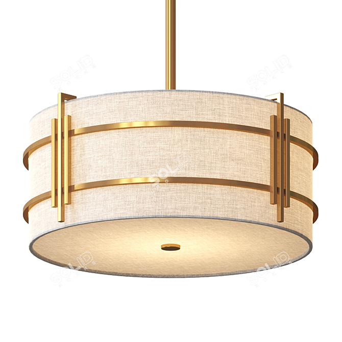 Brass Metal Chandelier with Textile Shade 3D model image 1