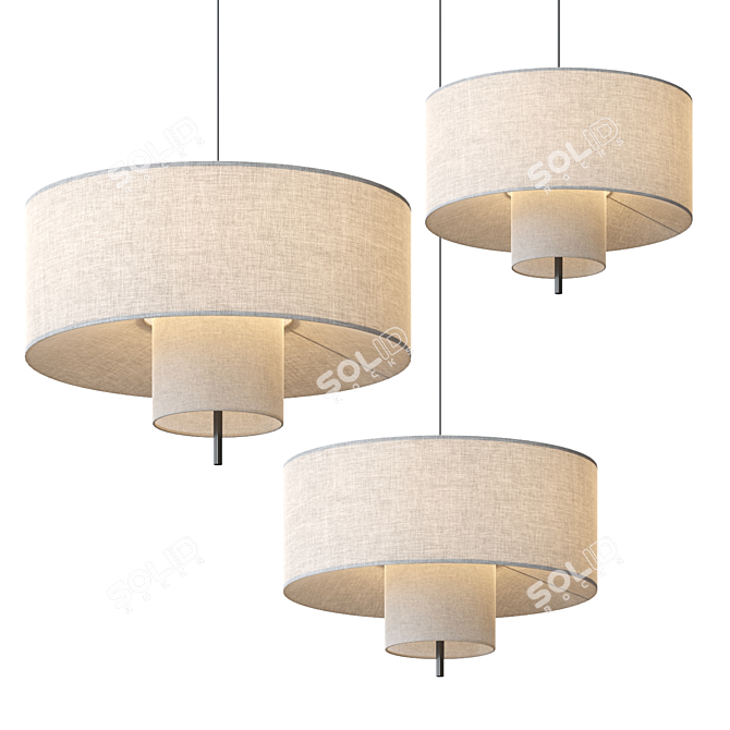 Tiered Textile Pendant Lamps Collection 3D model image 1