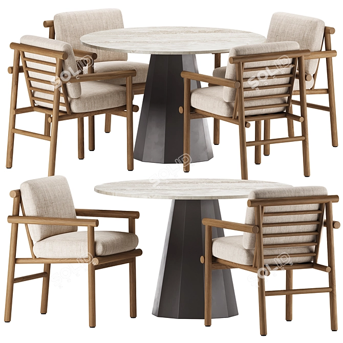 Modern Dining Set: DIX Table & AYANA Chair 3D model image 1